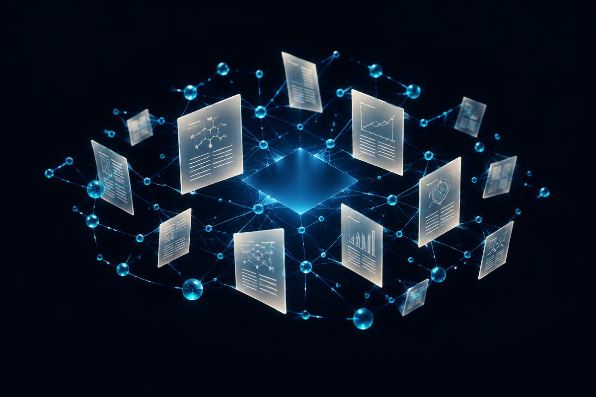 Connected research papers surrounding an illuminated gap in the evidence network